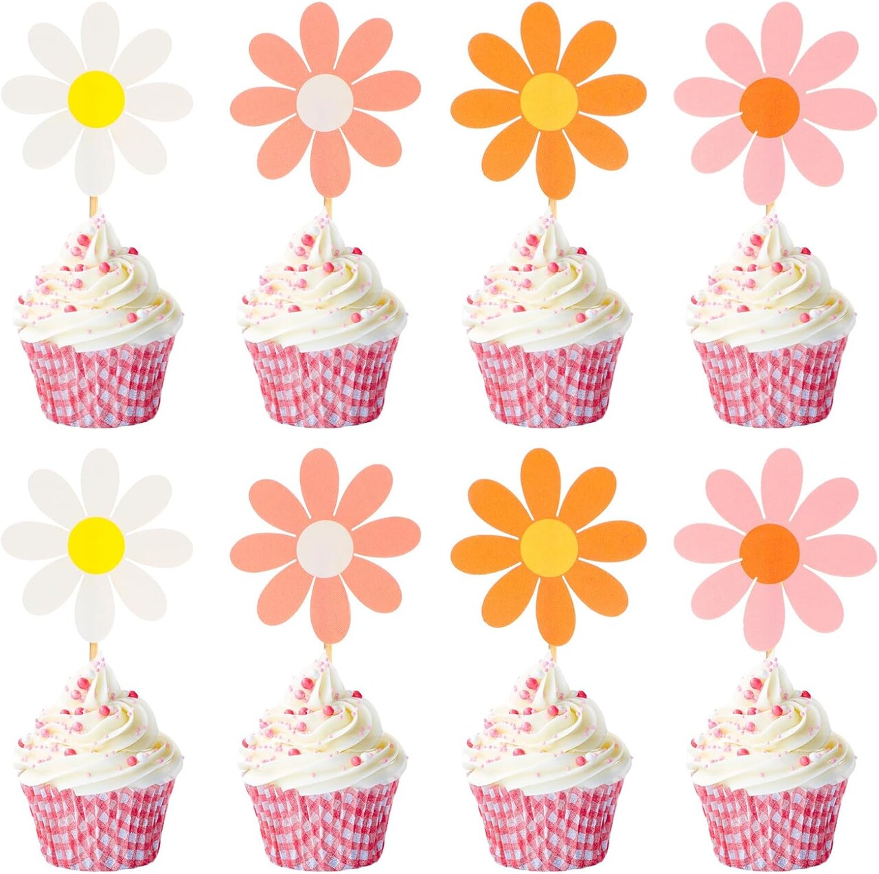72-Pack Daisy Cupcake Toppers – Multicolor Flower Cake Picks, Chrysanthemum Party Decorations for Birthdays, Weddings, and Spring Parties